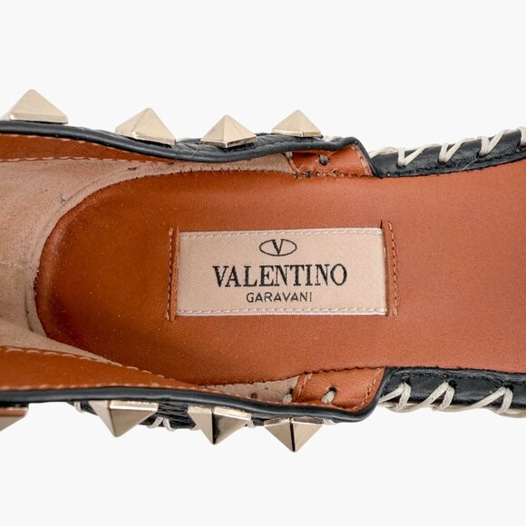 Valentino Garavani Rockstud Black Leather Espadrille Flats Size 37 US 7 Women's - Picture 13 of 14